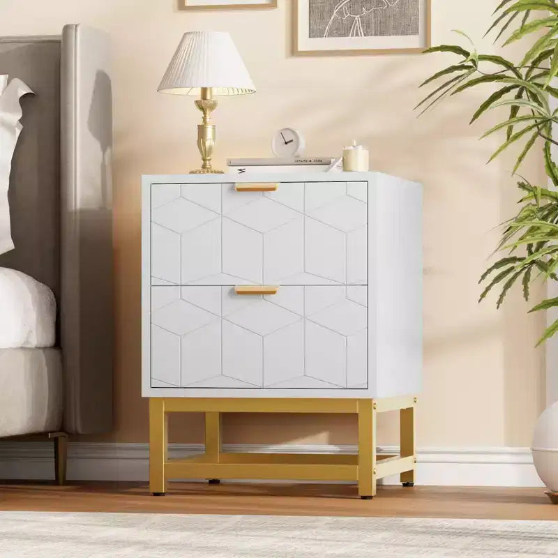 Cassettiera Coolmee a 2 cassetti, Comodino Piccolo con Cassetti, Comodino Moderno per Camera da Letto, Tavolino Laterale con Cassetto per Soggiorno, Corridoio, Ingresso