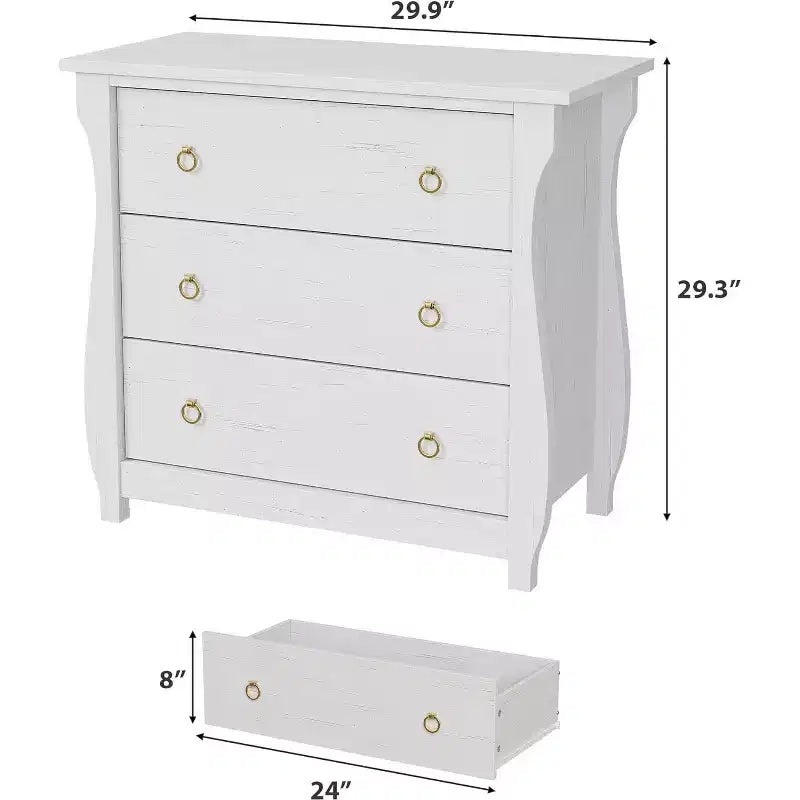 Comò a 3 cassetti per camera da letto, Comò alto 74,4 cm con cassetti portaoggetti indipendenti, Cassettiera in legno per soggiorno, camera da letto, ingresso