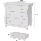 Comò a 3 cassetti per camera da letto, Comò alto 74,4 cm con cassetti portaoggetti indipendenti, Cassettiera in legno per soggiorno, camera da letto, ingresso
