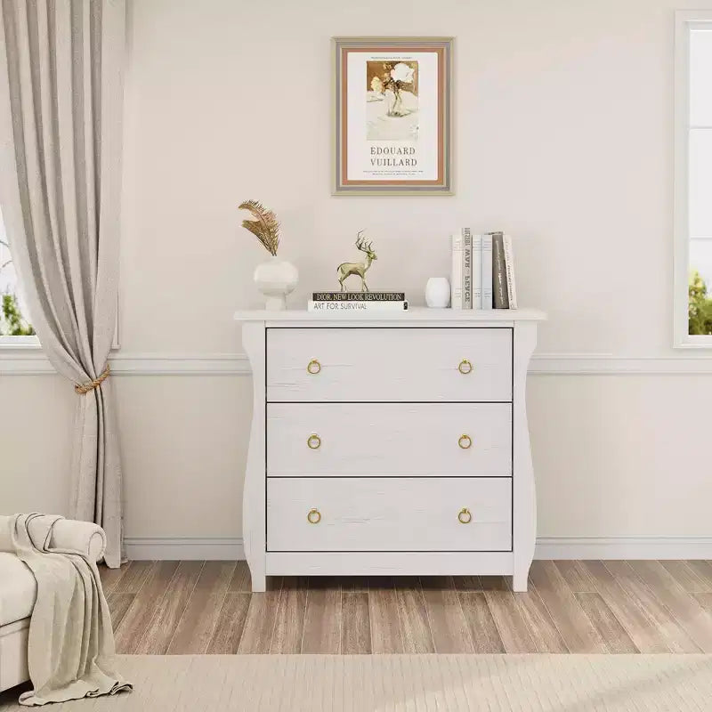 Comò a 3 cassetti per camera da letto, Comò alto 74,4 cm con cassetti portaoggetti indipendenti, Cassettiera in legno per soggiorno, camera da letto, ingresso
