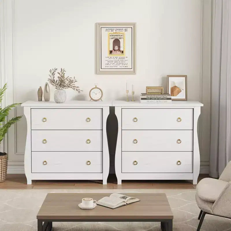 Comò a 3 cassetti per camera da letto, Comò alto 74,4 cm con cassetti portaoggetti indipendenti, Cassettiera in legno per soggiorno, camera da letto, ingresso