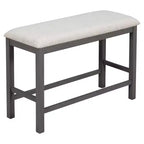 Set da pranzo da 6 pezzi altezza bancone stile rustico, tavolo rettangolare con ripiano, 4 sedie e panca