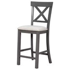 Set da pranzo da 6 pezzi altezza bancone stile rustico, tavolo rettangolare con ripiano, 4 sedie e panca