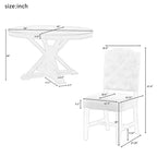 Set Tavolo da Pranzo Allungabile per 4, Tavolo Rotondo in Legno con 4 Sedie Imbottite per Cucina