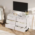 Comò a 6 cassetti per camera da letto, Comò largo 120 cm, Cassettiera verticale indipendente con ripiani, Armadio contenitore in legno per soggiorno, corridoio