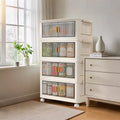 Stackable Storage Bins with Lids and Wheels, Collapsible Plastic Closet Organizer for Clothes, Home, Office, Dorm