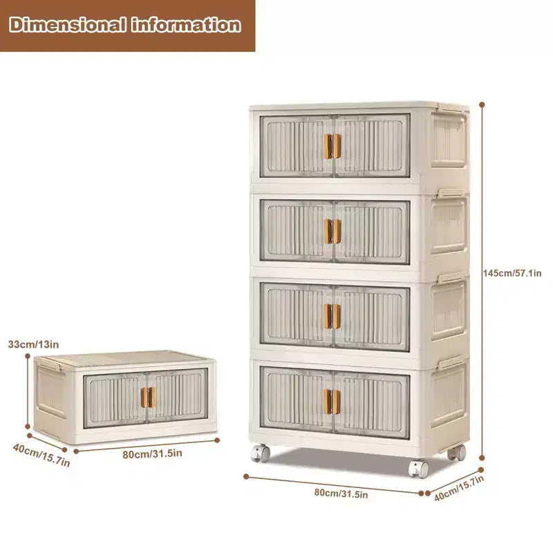 Contenitori impilabili con coperchio e ruote, organizer pieghevole in plastica per vestiti, casa, ufficio, dormitorio