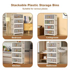 Contenitori impilabili con coperchio e ruote, organizer pieghevole in plastica per vestiti, casa, ufficio, dormitorio