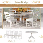 Set tavolo da pranzo rotondo allungabile per 4 persone, set da pranzo stile rustico e 4 sedie imbottite