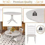 Set tavolo da pranzo rotondo allungabile per 4 persone, set da pranzo stile rustico e 4 sedie imbottite