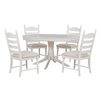 Set tavolo da pranzo rotondo allungabile per 4 persone, set da pranzo stile rustico e 4 sedie imbottite