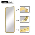 Specchio a figura intera rettangolare arrotondato in lega di alluminio color oro 71x28 pollici (specchio profondo - senza staffa)