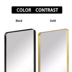 Specchio a figura intera rettangolare arrotondato in lega di alluminio color oro 71x28 pollici (specchio profondo - senza staffa)