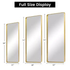 Specchio a figura intera rettangolare arrotondato in lega di alluminio color oro 71x28 pollici (specchio profondo - senza staffa)
