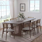 PexFix 79 x 33,5 Table de salle à manger de cuisine de ferme Table de cuisine carrée en noyer avec pieds en rotin tressé pour cuisine, bar, salon