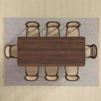 PexFix 79 x 33,5 Table de salle à manger de cuisine de ferme Table de cuisine carrée en noyer avec pieds en rotin tressé pour cuisine, bar, salon