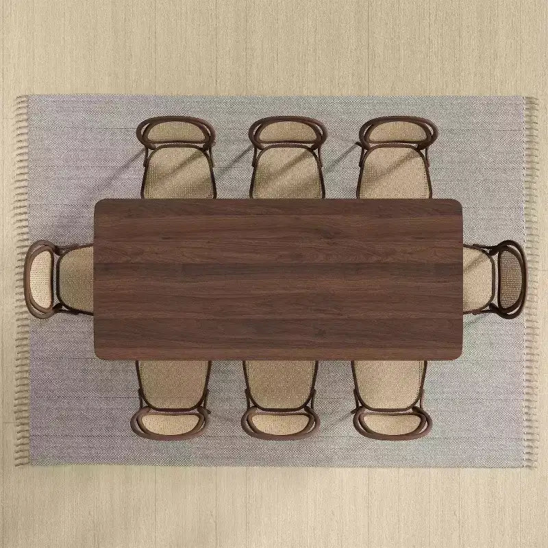 PexFix 79 x 33,5 Table de salle à manger de cuisine de ferme Table de cuisine carrée en noyer avec pieds en rotin tressé pour cuisine, bar, salon