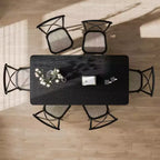 PexFix 67 x 33,5 Tavolo da pranzo in legno massello stile rustico con gambe a V e piano quadrato in legno per sale da pranzo moderne e riunioni di famiglia Nero