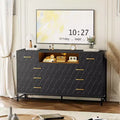 Acekool 8-Drawer White Dresser with Power Outlet and USB Ports, Large Bedroom Chest with Deep Drawers and Modern Gold Handles