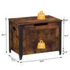 TROPOW Baule con Coperchio, Baule Panca in Legno, Panca Contenitore con Cerniere di Sicurezza, Struttura in Metallo, Scarpiera, Mobile Contenitore, Marrone