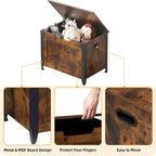 TROPOW Baule con Coperchio, Baule Panca in Legno, Panca Contenitore con Cerniere di Sicurezza, Struttura in Metallo, Scarpiera, Mobile Contenitore, Marrone