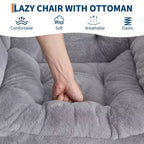 Poltrona relax con pouf, poltrona moderna per soggiorno, poltrona da divano, poltrona da lettura con tasca laterale per soggiorno, camera da letto, dormitorio e ufficio