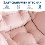 Poltrona relax con pouf, poltrona moderna per soggiorno, poltrona da divano, poltrona da lettura con tasca laterale per soggiorno, camera da letto, dormitorio e ufficio