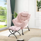Poltrona relax con pouf, poltrona moderna per soggiorno, poltrona da divano, poltrona da lettura con tasca laterale per soggiorno, camera da letto, dormitorio e ufficio
