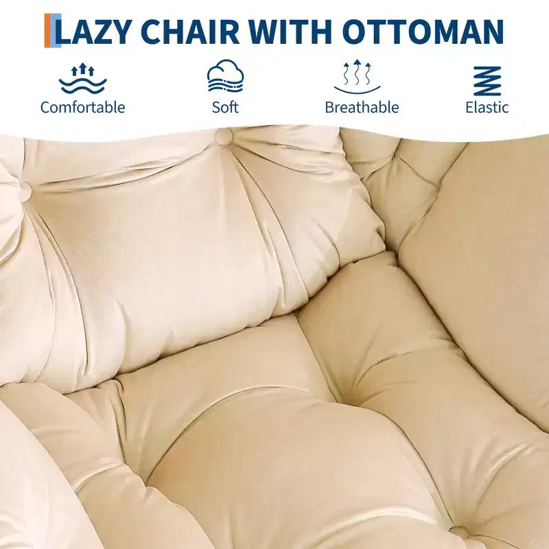 Poltrona relax con pouf, poltrona moderna per soggiorno, poltrona da divano, poltrona da lettura con tasca laterale per soggiorno, camera da letto, dormitorio e ufficio