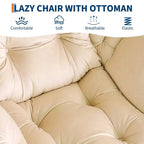Poltrona relax con pouf, poltrona moderna per soggiorno, poltrona da divano, poltrona da lettura con tasca laterale per soggiorno, camera da letto, dormitorio e ufficio