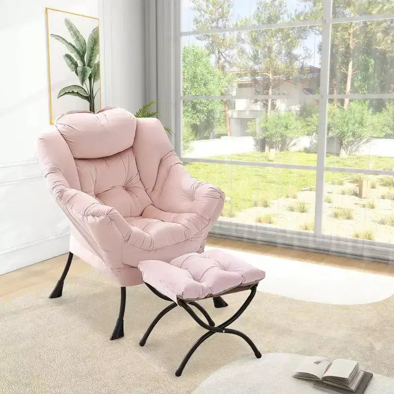 Poltrona relax con pouf, poltrona moderna per soggiorno, poltrona da divano, poltrona da lettura con tasca laterale per soggiorno, camera da letto, dormitorio e ufficio