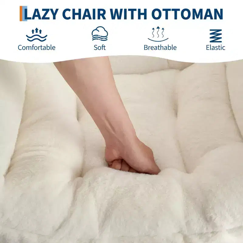 Poltrona relax con pouf, poltrona moderna per soggiorno, poltrona da divano, poltrona da lettura con tasca laterale per soggiorno, camera da letto, dormitorio e ufficio