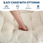 Poltrona relax con pouf, poltrona moderna per soggiorno, poltrona da divano, poltrona da lettura con tasca laterale per soggiorno, camera da letto, dormitorio e ufficio