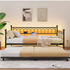 Divano letto singolo con letto estraibile, con stazione di ricarica e luci LED, struttura in metallo con letto estraibile per soggiorno, camera da letto, camera degli ospiti, appartamento