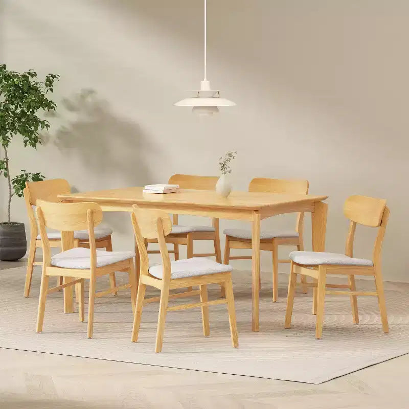Set da pranzo da 7 pezzi Christopher Knight Home Ballantrae in legno e tessuto