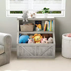 Libreria per bambini e portaoggetti per giocattoli, organizer per giocattoli a 2 livelli con armadietto, libreria a 2 ripiani per bambini per sala giochi, camera da letto, soggiorno, aula
