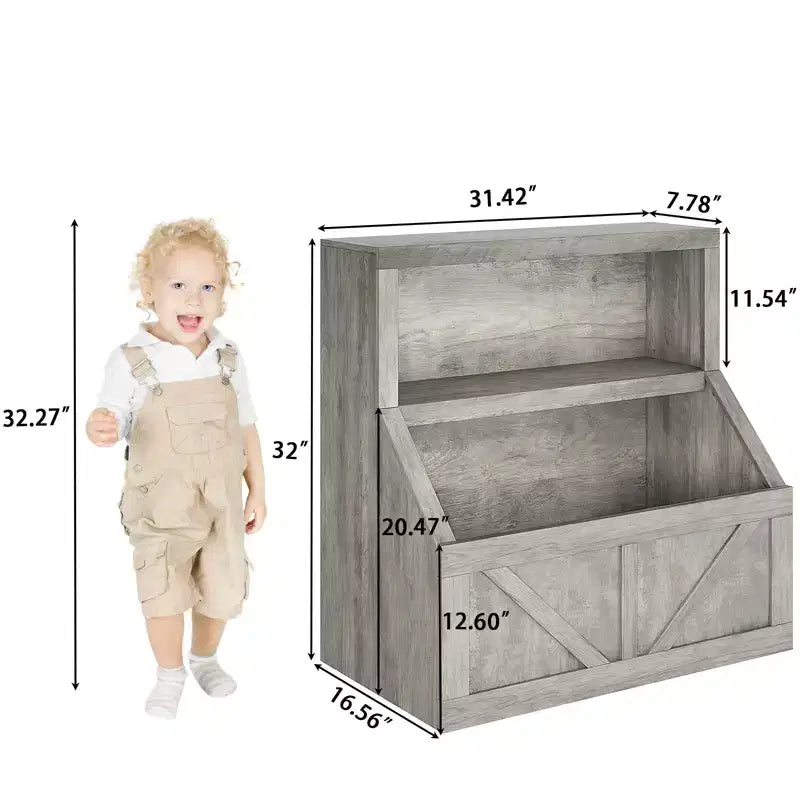 Libreria per bambini e portaoggetti per giocattoli, organizer per giocattoli a 2 livelli con armadietto, libreria a 2 ripiani per bambini per sala giochi, camera da letto, soggiorno, aula