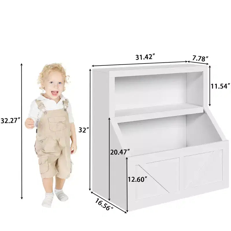 Libreria per bambini e portaoggetti per giocattoli, organizer per giocattoli a 2 livelli con armadietto, libreria a 2 ripiani per bambini per sala giochi, camera da letto, soggiorno, aula
