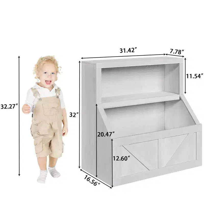 Libreria per bambini e portaoggetti per giocattoli, organizer per giocattoli a 2 livelli con armadietto, libreria a 2 ripiani per bambini per sala giochi, camera da letto, soggiorno, aula