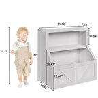 Libreria per bambini e portaoggetti per giocattoli, organizer per giocattoli a 2 livelli con armadietto, libreria a 2 ripiani per bambini per sala giochi, camera da letto, soggiorno, aula