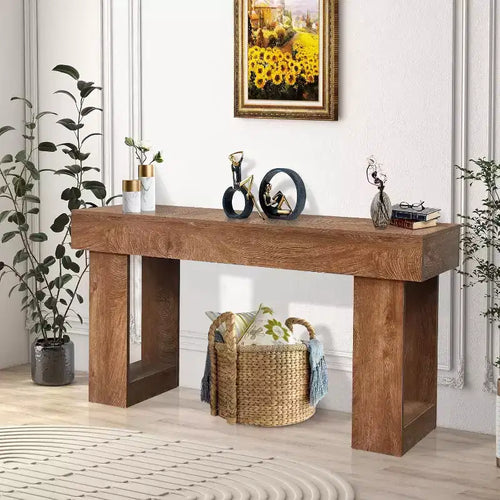 63 Inch Wood Console Table for Entryway, Rectangular Sofa Table Behind The Couch, Modern Farmhouse Console Tables for Entrance, Hallway, Living Room