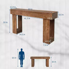 Consolle in legno da 63 pollici per ingresso, Tavolo rettangolare da divano dietro il divano, Consolle moderne in stile rustico per ingresso, corridoio, soggiorno