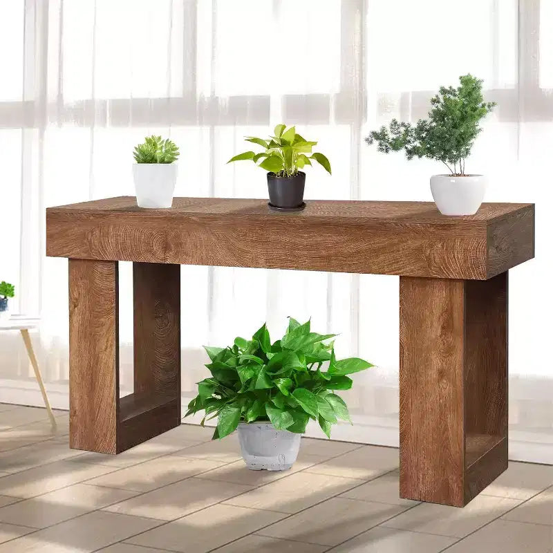 Consolle in legno da 63 pollici per ingresso, Tavolo rettangolare da divano dietro il divano, Consolle moderne in stile rustico per ingresso, corridoio, soggiorno