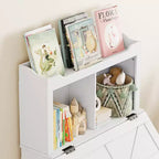 Organizzatore Porta Giochi per Bambini, Scaffale per Libri e Contenitore per Giocattoli con Coperchio a Ribalta e Scomparti, Libreria in Legno per Bambini per Sala Giochi, Cameretta, Camera da Letto