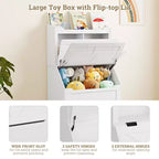 Organizzatore Porta Giochi per Bambini, Scaffale per Libri e Contenitore per Giocattoli con Coperchio a Ribalta e Scomparti, Libreria in Legno per Bambini per Sala Giochi, Cameretta, Camera da Letto