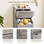 Organizzatore Porta Giochi per Bambini, Scaffale per Libri e Contenitore per Giocattoli con Coperchio a Ribalta e Scomparti, Libreria in Legno per Bambini per Sala Giochi, Cameretta, Camera da Letto