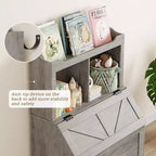 Organizzatore Porta Giochi per Bambini, Scaffale per Libri e Contenitore per Giocattoli con Coperchio a Ribalta e Scomparti, Libreria in Legno per Bambini per Sala Giochi, Cameretta, Camera da Letto