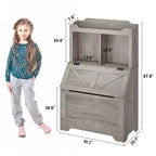 Organizzatore Porta Giochi per Bambini, Scaffale per Libri e Contenitore per Giocattoli con Coperchio a Ribalta e Scomparti, Libreria in Legno per Bambini per Sala Giochi, Cameretta, Camera da Letto