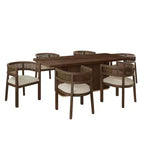 Christopher Knight Home Althara Set da Pranzo Contemporaneo da 7 Pezzi in Rattan e Legno di Gomma, Imbottito, con Tavolo Grande