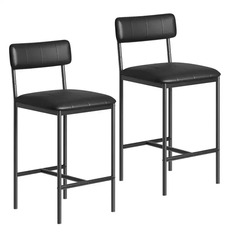 COZONY, Sedie da Pranzo Imbottite, Confezione da 2, Sgabelli da Bar in Pelle PU, Nero
